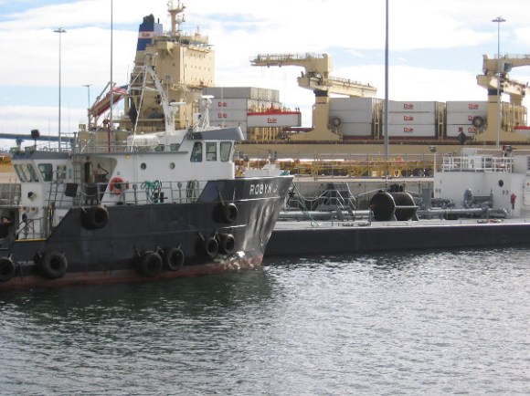 Those empty containers being loaded by the ship's crane will fill up with bananas eventually and come on back to San Diego.