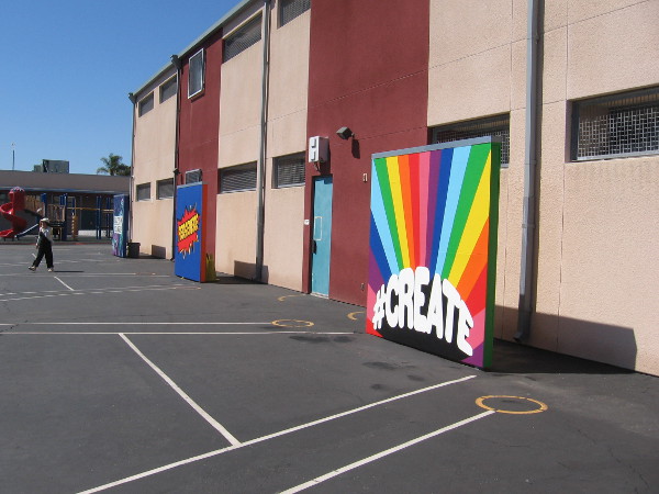 Two of the Mindful Murals recently painted in the playground of Edison Elementary School in San Diego's City Heights neighborhood.
