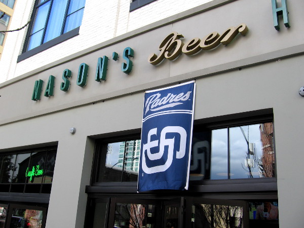 Various restaurants and bars in East Village and the Gaslamp Quarter are putting up Padres banners and posters.