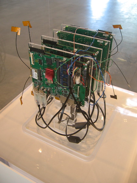 Autonomy Cube, 2015, Trevor Paglen. Working hardware that allows users to connect anonymously to the internet, by routing Wi-Fi traffic through the Tor network.
