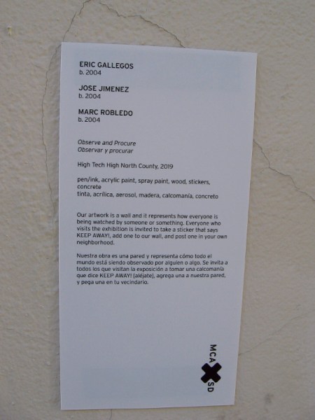 Our artwork is a wall and it represents how everyone is being watched by someone or something.