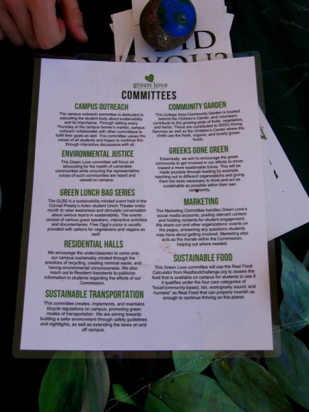 Green Love's endeavors include campus outreach, environmental justice, sustainable transportation, and even a community garden.