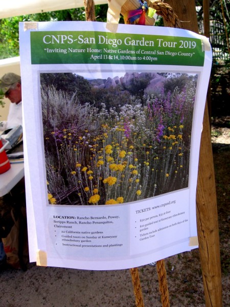 Flyer provides info concerning the California Native Plant Society's San Diego Garden Tour 2019.