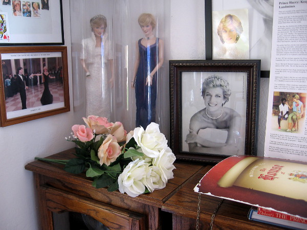 A large display in the cottage is devoted to the British royal family, and Princess Diana in particular.