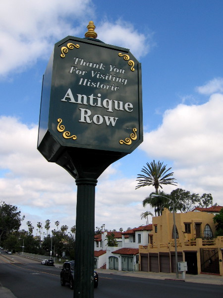 Sign on Adams Avenue marks the west end of Historic Antique Row.