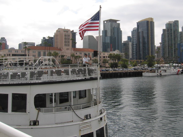 As we waited to begin our cruise, the Admiral Hornblower left the dock and headed out onto the bay.