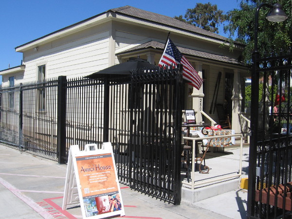 Arriving at the historic Amici House, a cultural center in San Diego's downtown Little Italy neighborhood.