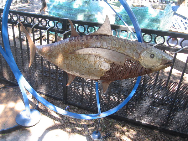 This kinetic fish sculpture is popular with kids.