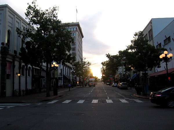 The sun about to rise.