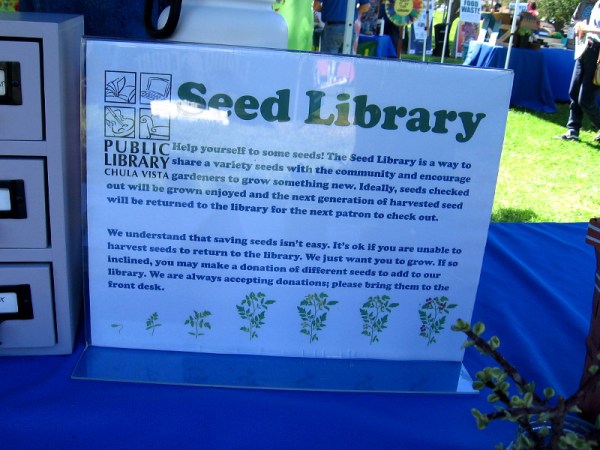 The Otay Ranch branch of the Chula Vista Public Library has a Seed Library. Community members can take seeds to plant, or donate harvested seeds back to the library!