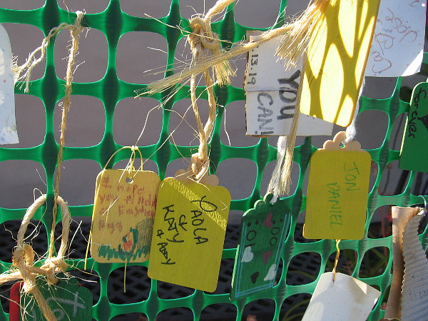 Many messages of love from many different hands, young and old.