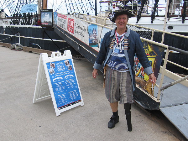 A friendly guy with a wooden leg welcomes me aboard Star of India for the new waterfront event, Festival of the Sea!