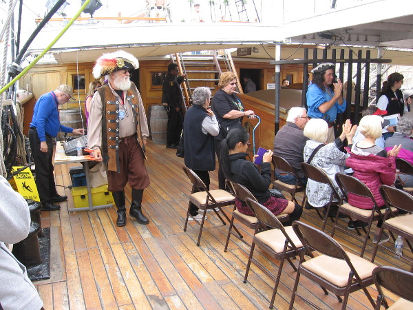 Back on the Star of India, people enjoy live entertainment.