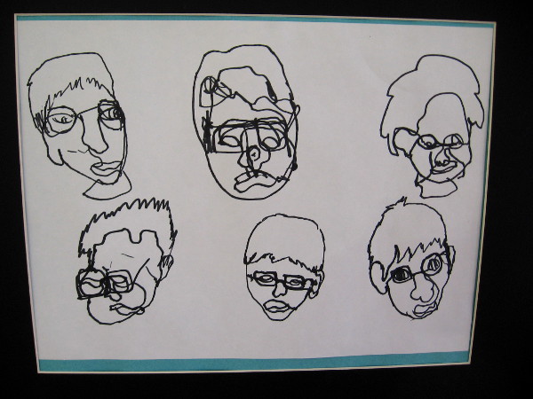 Daniel Perez, Blind Contour Self-Portrait, 2019. Black marker on paper. Grade 5, Edison Elementary School.