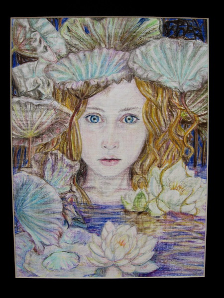Lillian Robinson, Silence of the Lilies, 2019. Colored pencil on textured paper. Grade 11, Mission Bay High School.