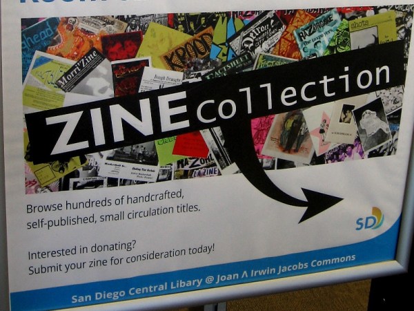 San Diego Central Library's zine collection is on the 8th floor. Browse hundreds of handcrafted, self-published, small circulation titles.