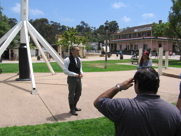 We learn more about Old Town by the unusual, tall flagpole.