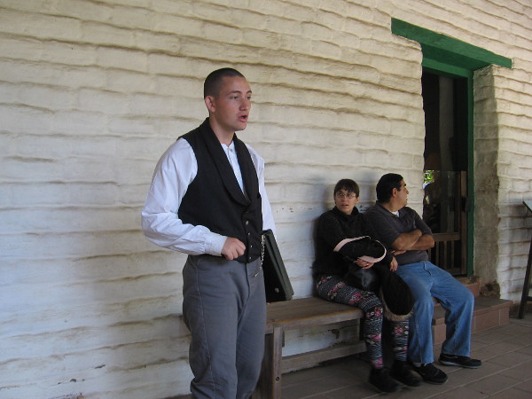 Sitting on wooden benches, learning more about San Diego's unique early history.