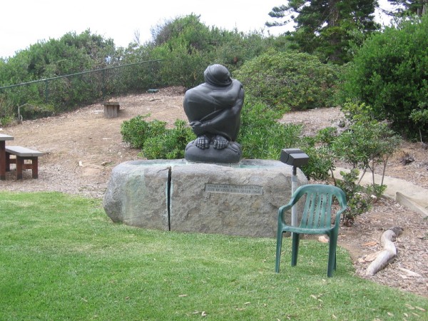 The sculpture is Spring Stirring by world famous sculptor Donal Hord, 1948, a gift of Cecil and Ida Green in 1964.