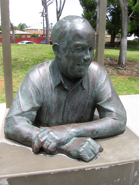 The bronze likeness of Will T. Hyde, who helped create Friendship Park. By sculptors T.J. Dixon and James Nelson.