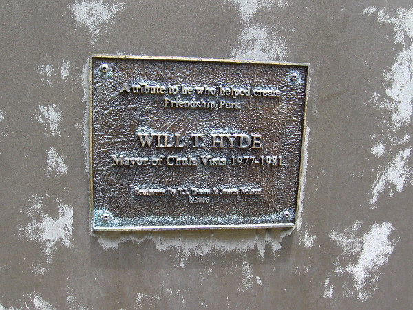 Plaque shows that Will T. Hyde was Mayor of Chula Vista from 1977 to 1981.