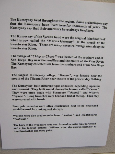 The Kumeyaay of the Sycuan band have ancestral village sites along the Sweetwater River. The village of Chiap or Chayp was located by mudflats at the southern end of South Bay.