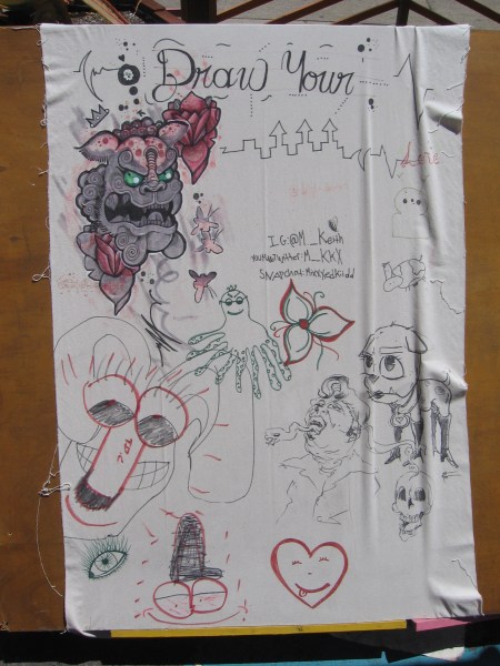 Kids have drawn lots of creative artwork on this board.