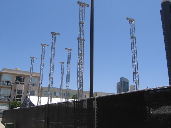 Another photo of early construction at Amazon's huge Comic-Con offsite.