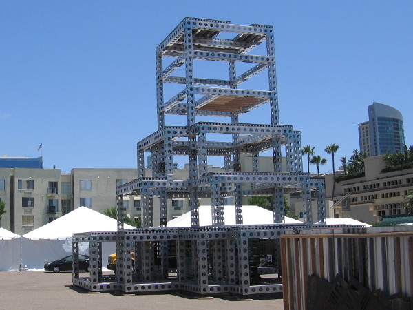 A large edifice is being built at the Amazon offsite construction site!