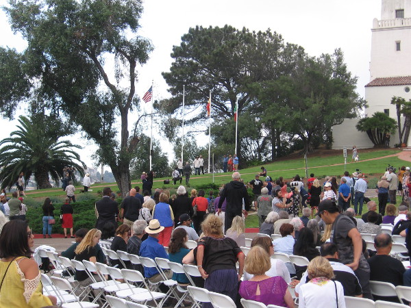 Before the event concludes, everybody's attention turns to the flagpoles.