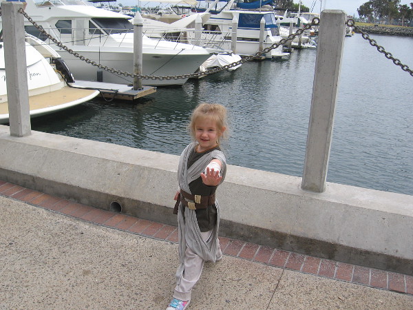 Rey demonstrated her powerful Force Punch.