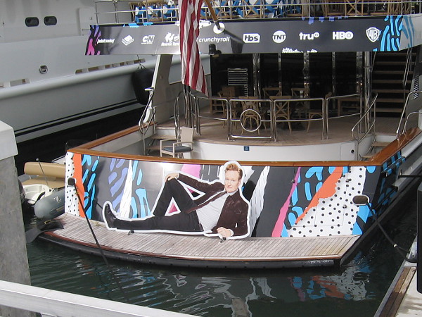Conan O'Brien lounges on a yacht during Comic-Con.