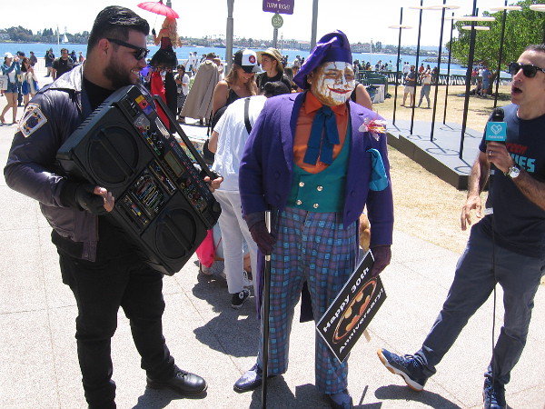 Joker tells reporter this town needs an enema.