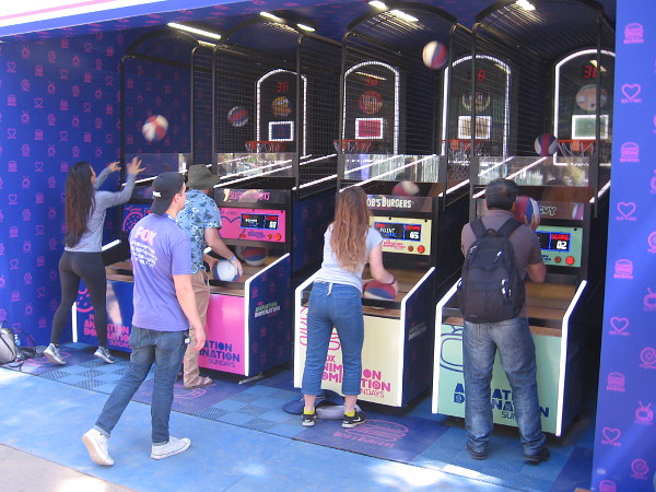 Basketballs were flying madly at the FOX Fan Fair.