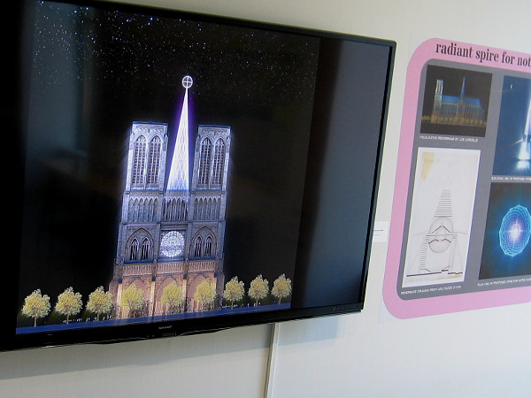 Appearance of rebuilt Notre Dame Cathedral with Radiant Spire, designed by architect Eugene Ray.
