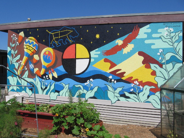 A colorful mural decorates one side of a building at the Harold J Ballard Parent Center. Created by @ronald.paints and @artreachsd.