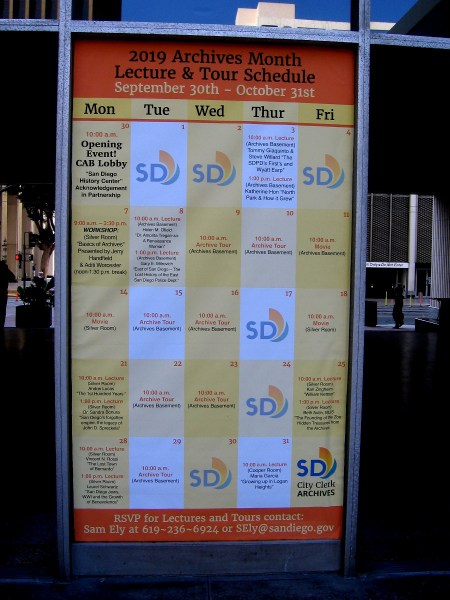 2019 Archives Month Lecture and Tour Schedule. (Click image to enlarge.)