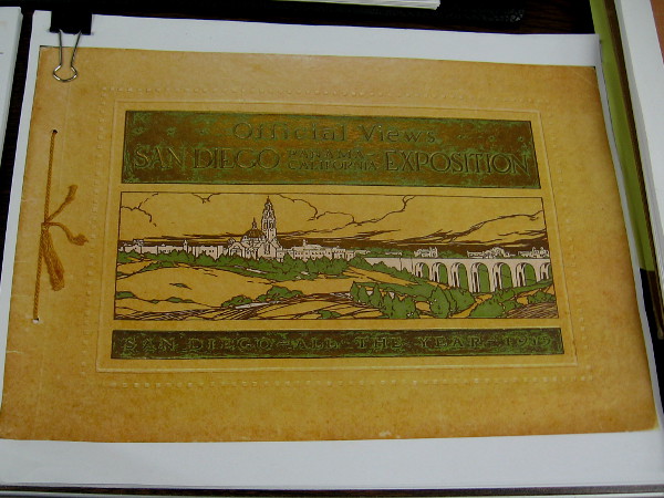 While walking about the City Archives I spied the cover of an Official Views San Diego Panama-California Exposition souvenir book.