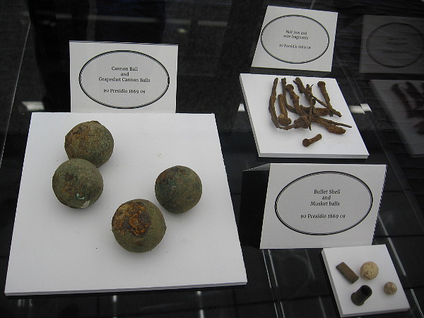 Presidio artifacts include cannon and musket balls.