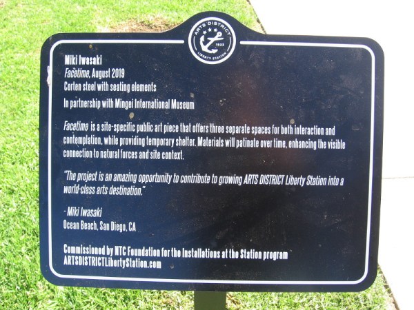 Miki Iwasaki. Facetime. August 2019. Corten steel with seating elements. In partnership with Mingei International Museum.