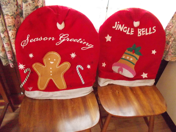 Season Greeting and Jingle Bells seat covers at the House of England.