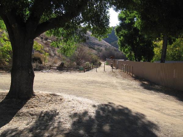 Looking toward the trailhead of the historic Helix Flume Trail.