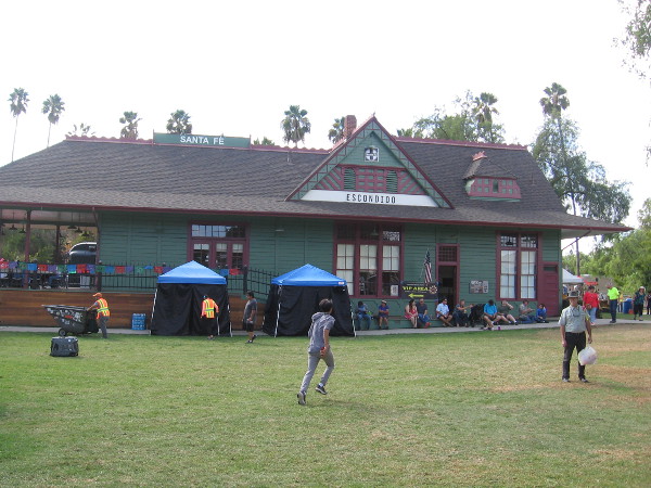 The handsome old Santa Fe Depot was moved to Grape Day Park in 1984. It houses the main museum of the Escondido History Center.