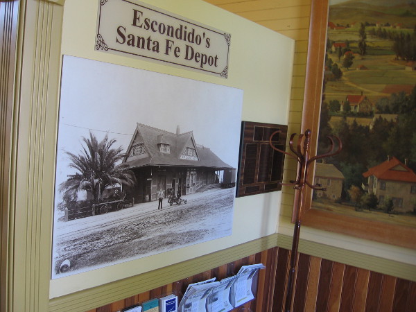 A vintage photograph on one wall shows Escondido's Santa Fe Depot.
