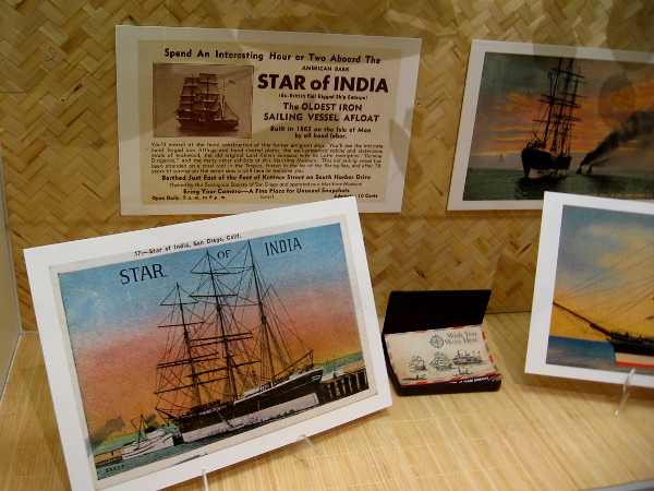 Various postcards promote a visit to Star of India, the oldest iron sailing vessel afloat.