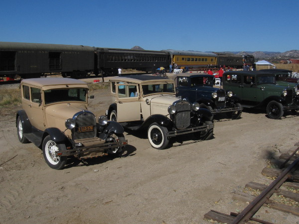 Vintage automobiles and vintage trains!