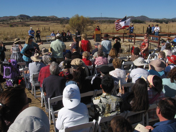 Descendants of John D. Spreckels are asked to stand by Diana Hyatt, President of the Pacific Southwest Railway Museum Association.