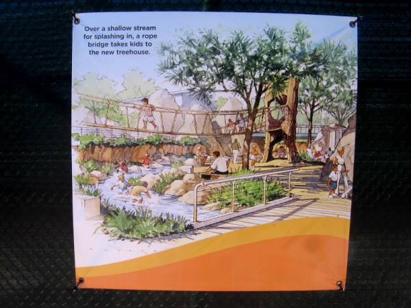 There will be a shallow stream for kids to play in and a rope bridge to a fun treehouse.