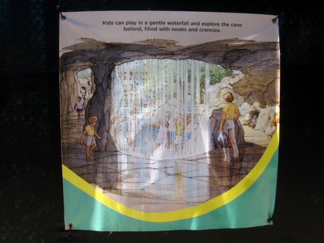 There will be a waterfall and cave behind it.