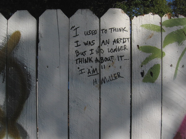 I USED TO THINK I WAS AN ARTIST BUT I NO LONGER THINK ABOUT IT . . . I AM.